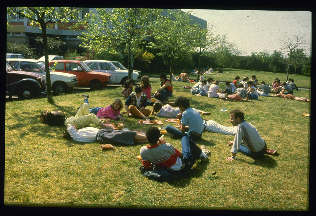 moment de détente sur les pelouses du campus