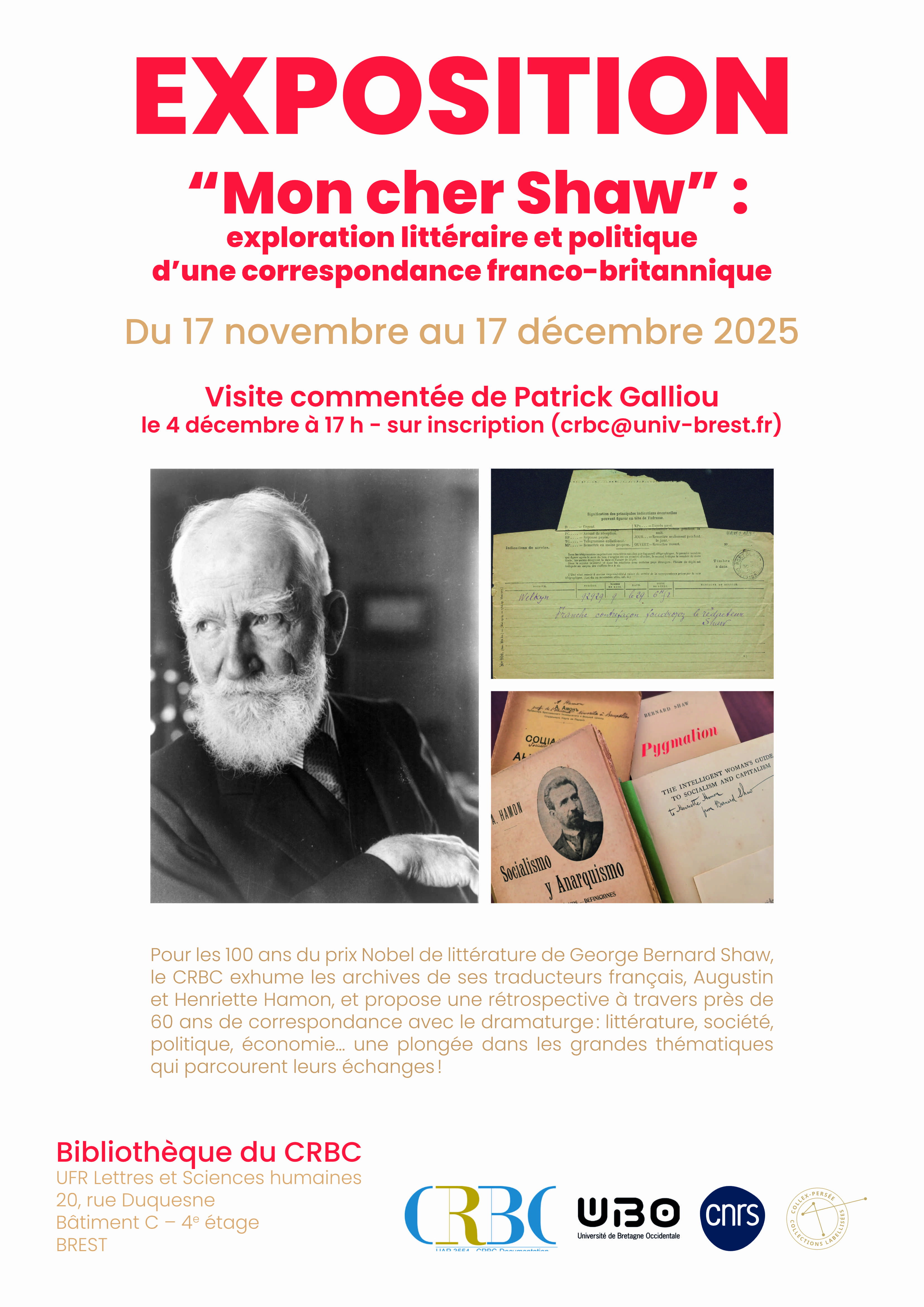 Affiche de l'exposition Mon Cher Shaw
