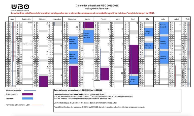 calendrier 2026