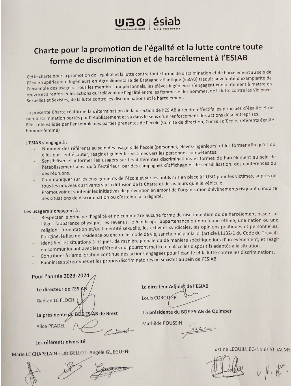 Charte pour la promotion de l'égalité et la lutte contre toute forme de discrimination