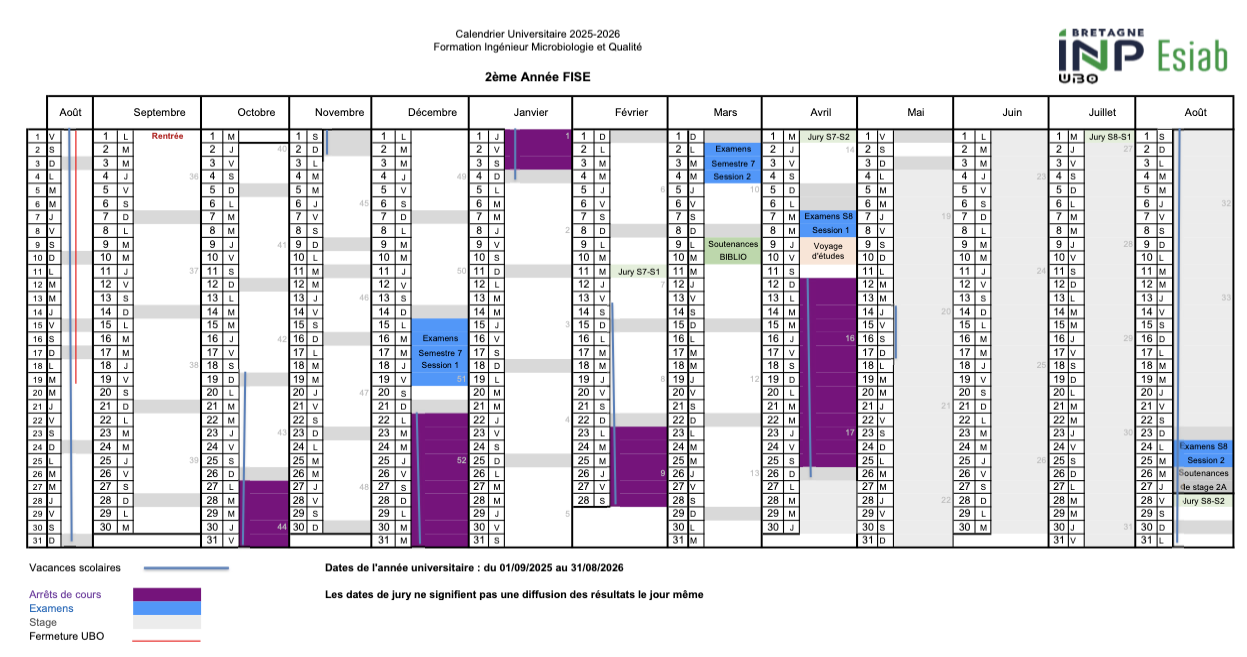 2025-2026 Calendrier MQ 2A FISE