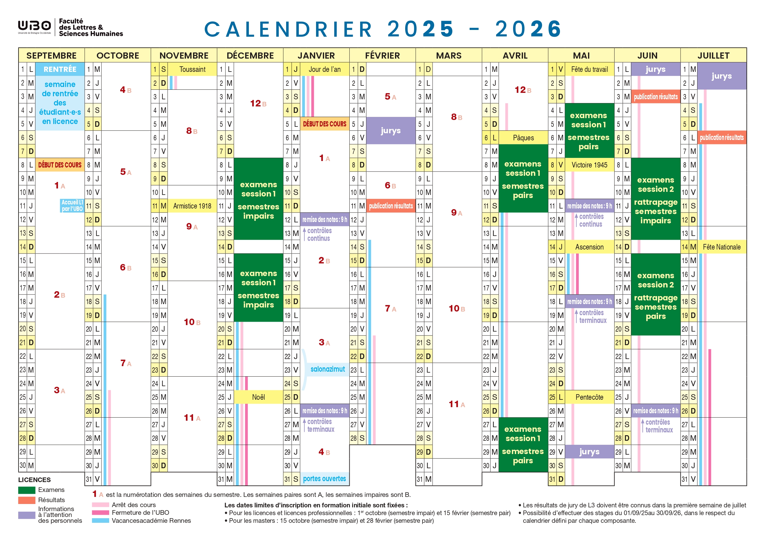 Calendrier 2025-2026
