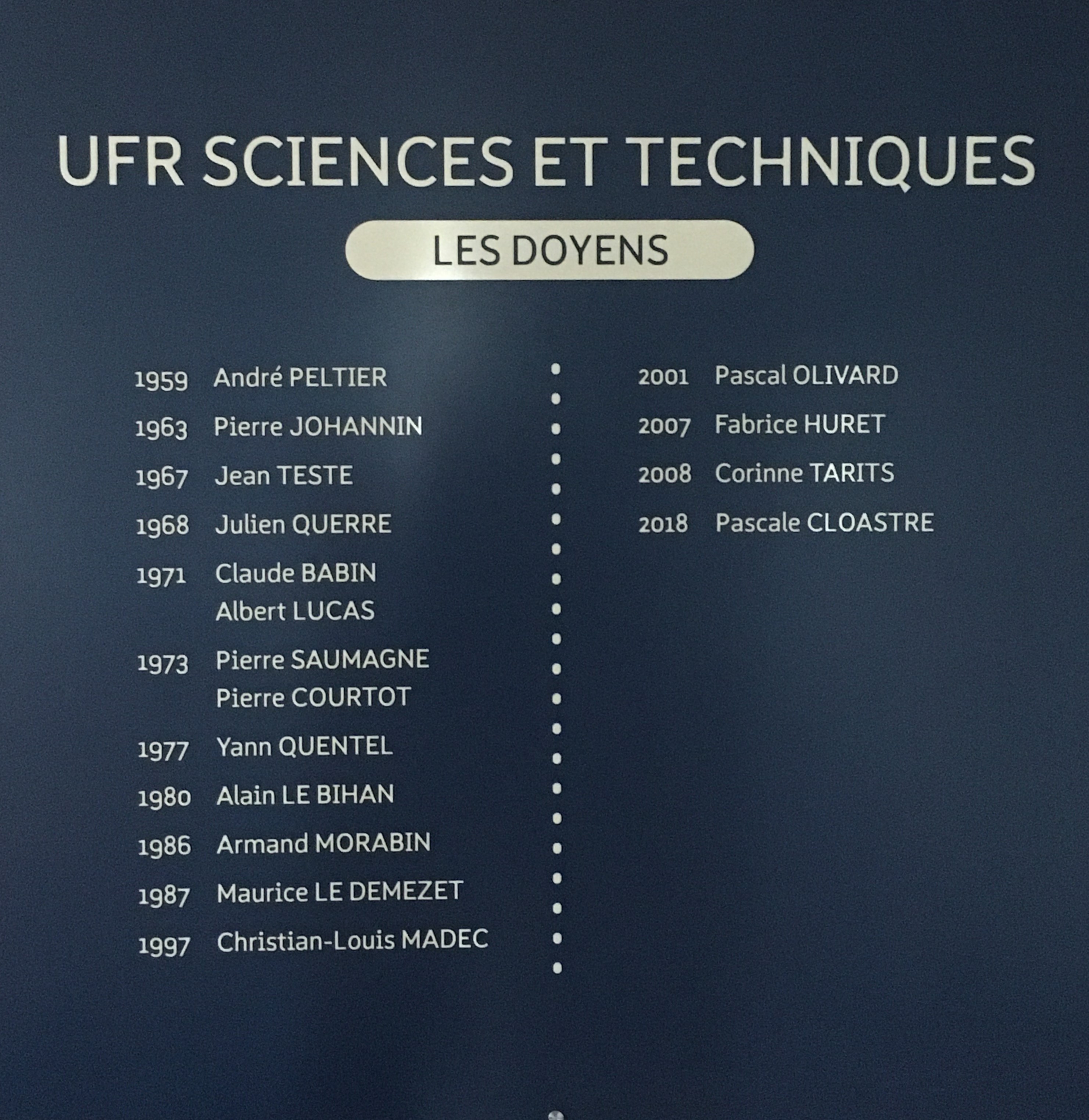 Plaque doyen UFR Sciences