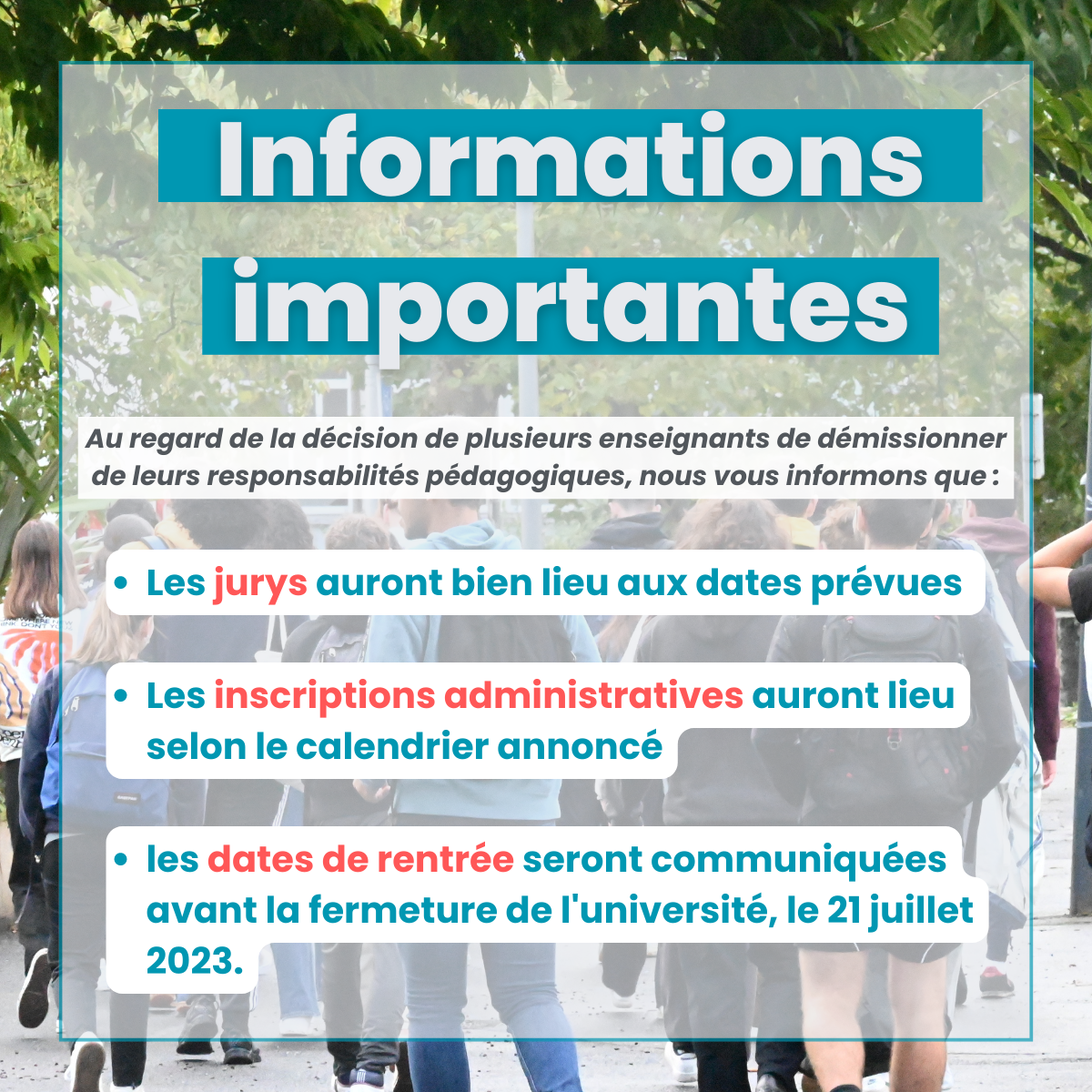 Informations importantes