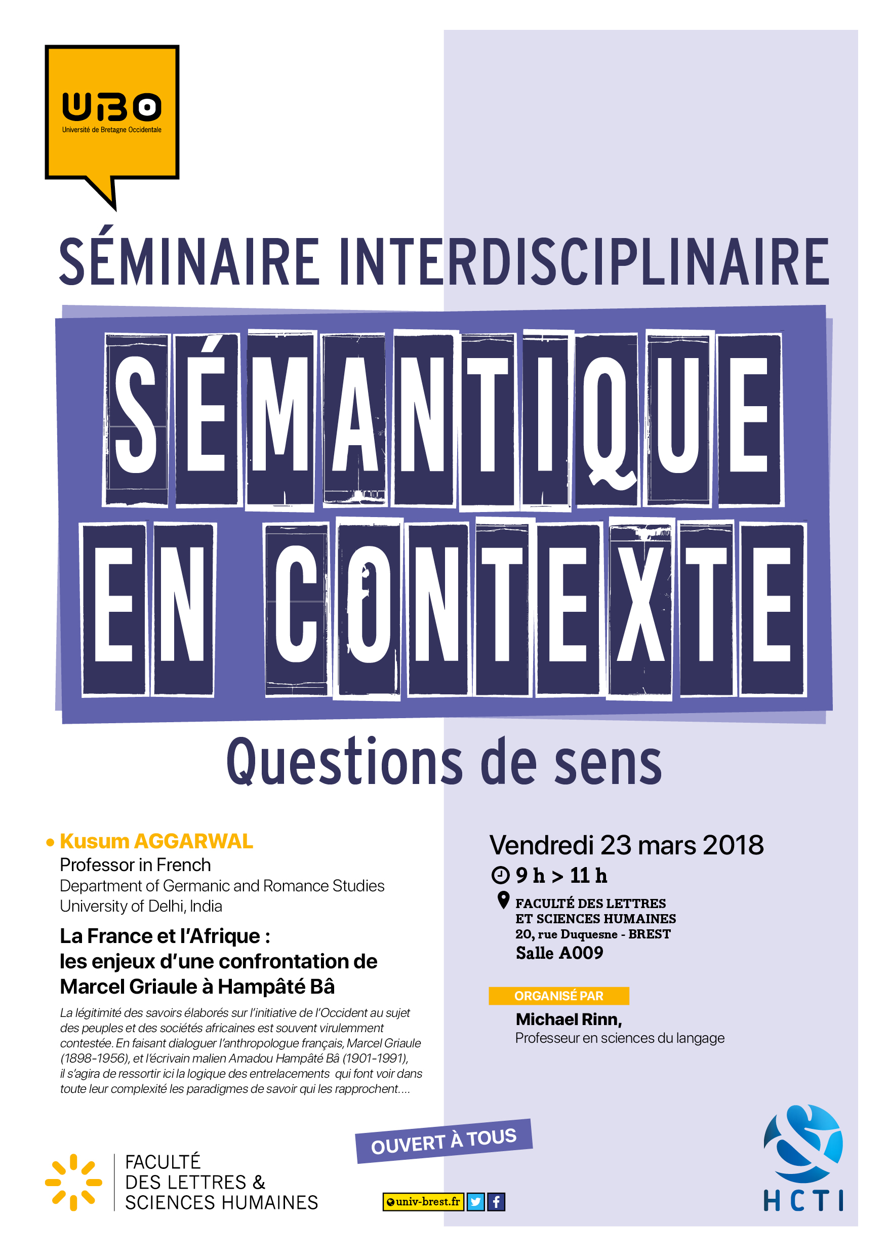 Séminaire interdisciplinaire questions de sens 