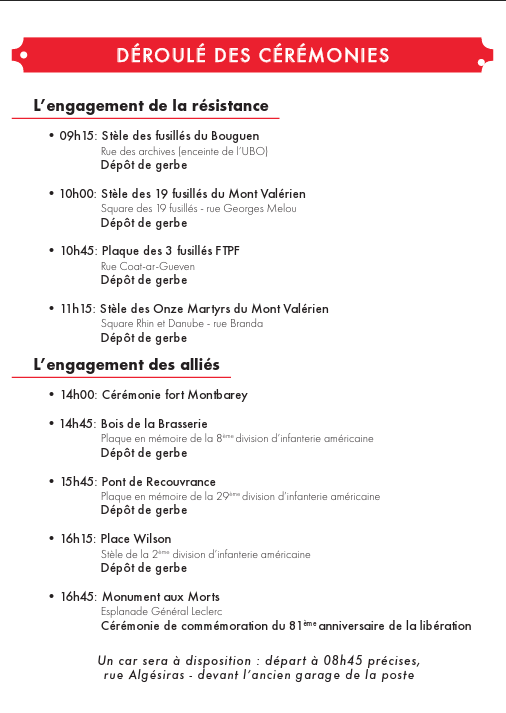 programme cérémonie Brest
