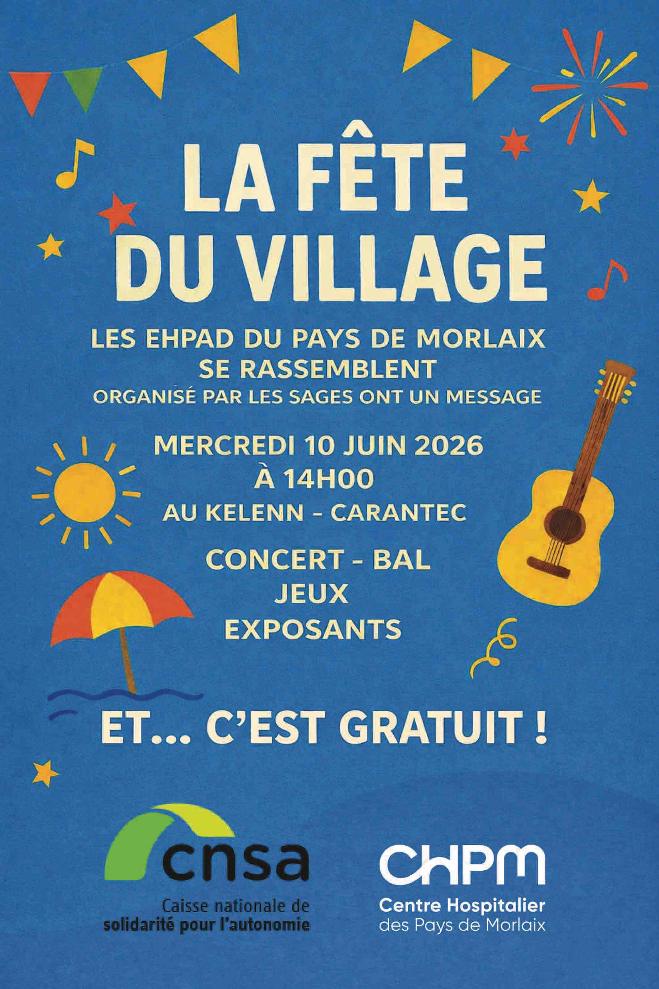 affiche fete du village à Carantec